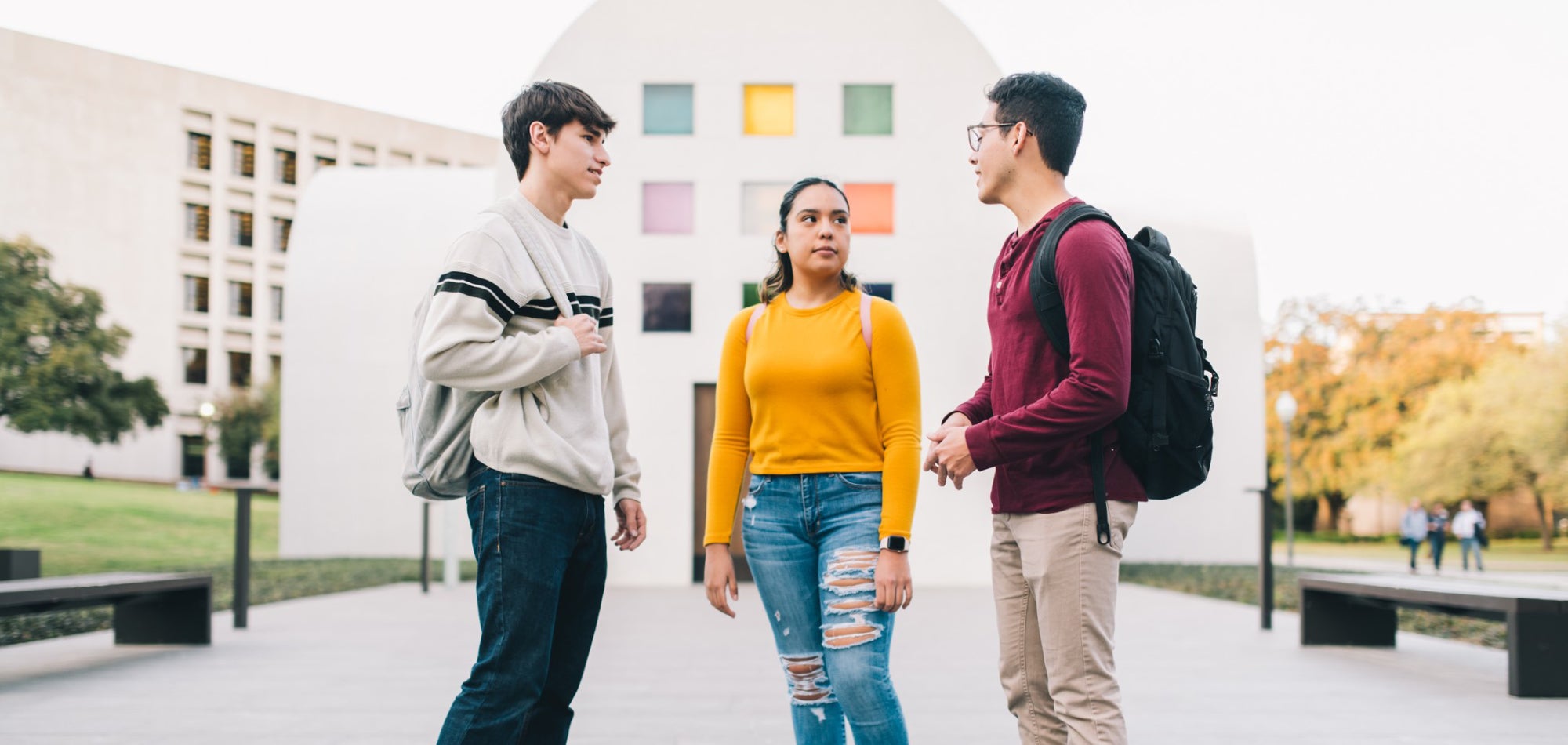 Students in front of The Austin