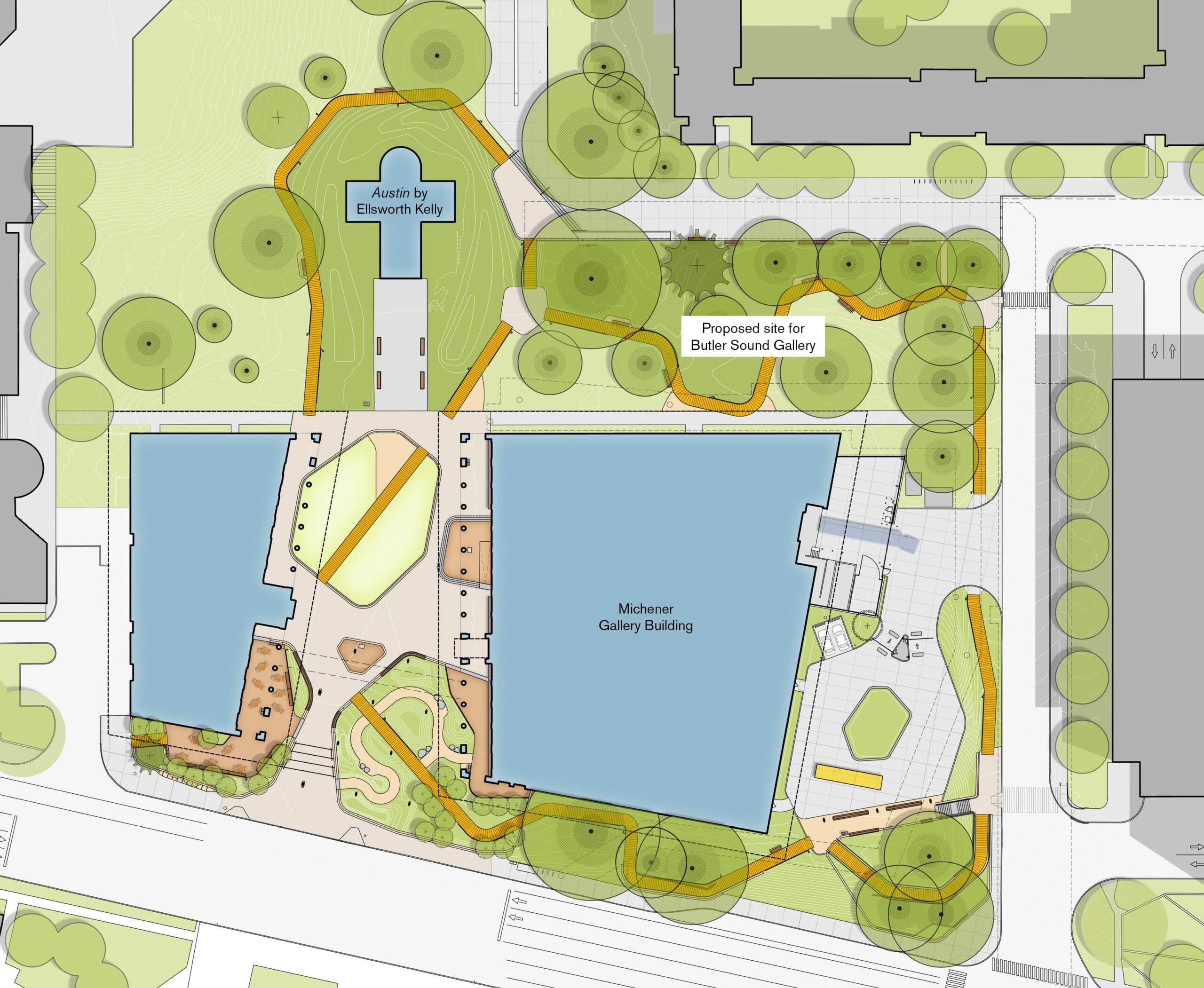 Plan with proposed site for Butler Sound Gallery