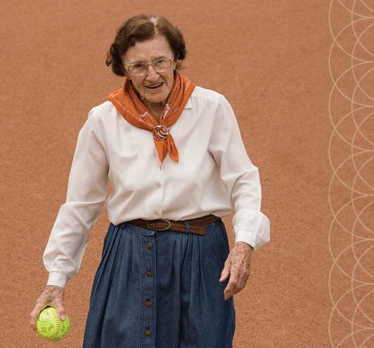 photo of Betty Grubbs with a baseball