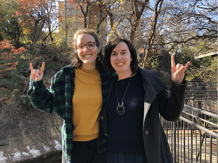 b Cassidy group Alicia with her mentee Carson Buffett (BA ’19)