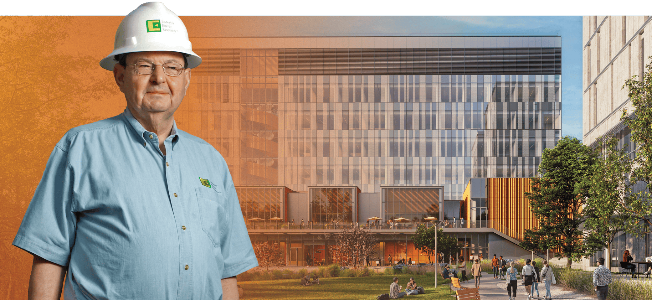 Autry Stephens standing in front of UT's Engineering building